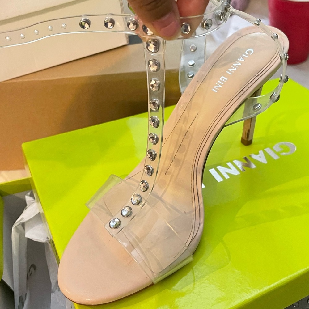 Gianni Bini studded rhinestone strap heels